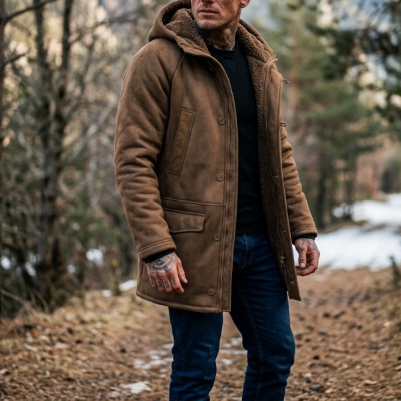 New Men's Faux Fur Lined Hoode - огляд і ціна Outdoor Hunting Coat