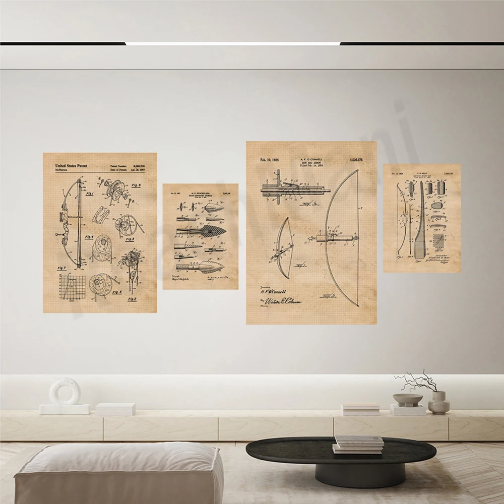 Vintage bow and arrow patent p - огляд і ціна Outdoor Hunting Paintings