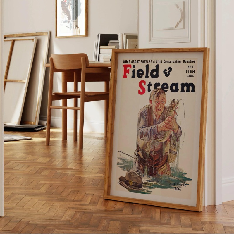 Vintage Fly Fishing Canvas Pri - огляд і ціна Outdoor Hunting Paintings