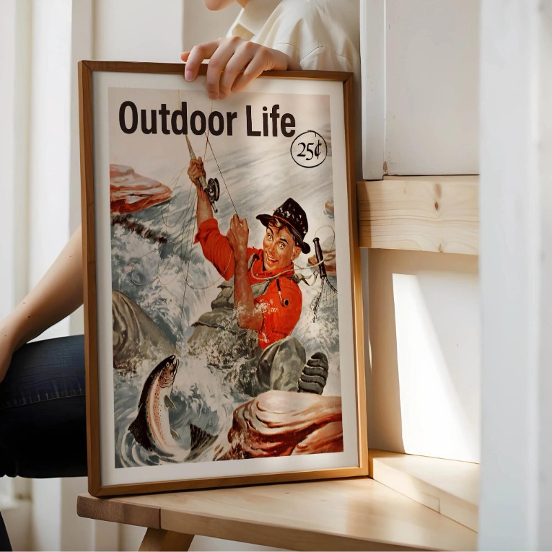 Vintage Fly Fishing Canvas Pri - огляд і ціна Outdoor Hunting Paintings