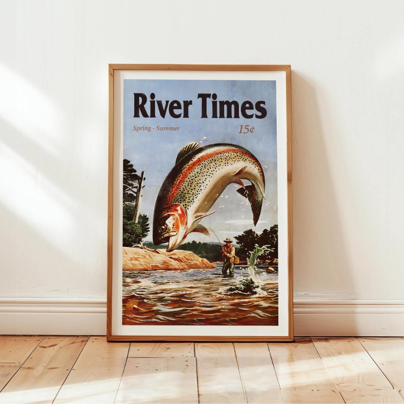 Vintage Fly Fishing Canvas Pri - огляд і ціна Outdoor Hunting Paintings