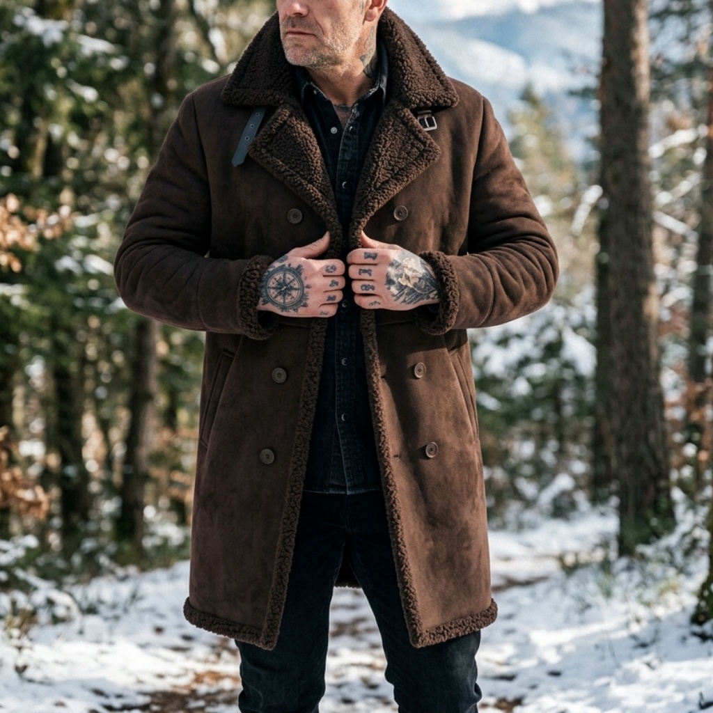 Men's Faux Suede Fur Lined Win - огляд і ціна Outdoor Hunting Coat