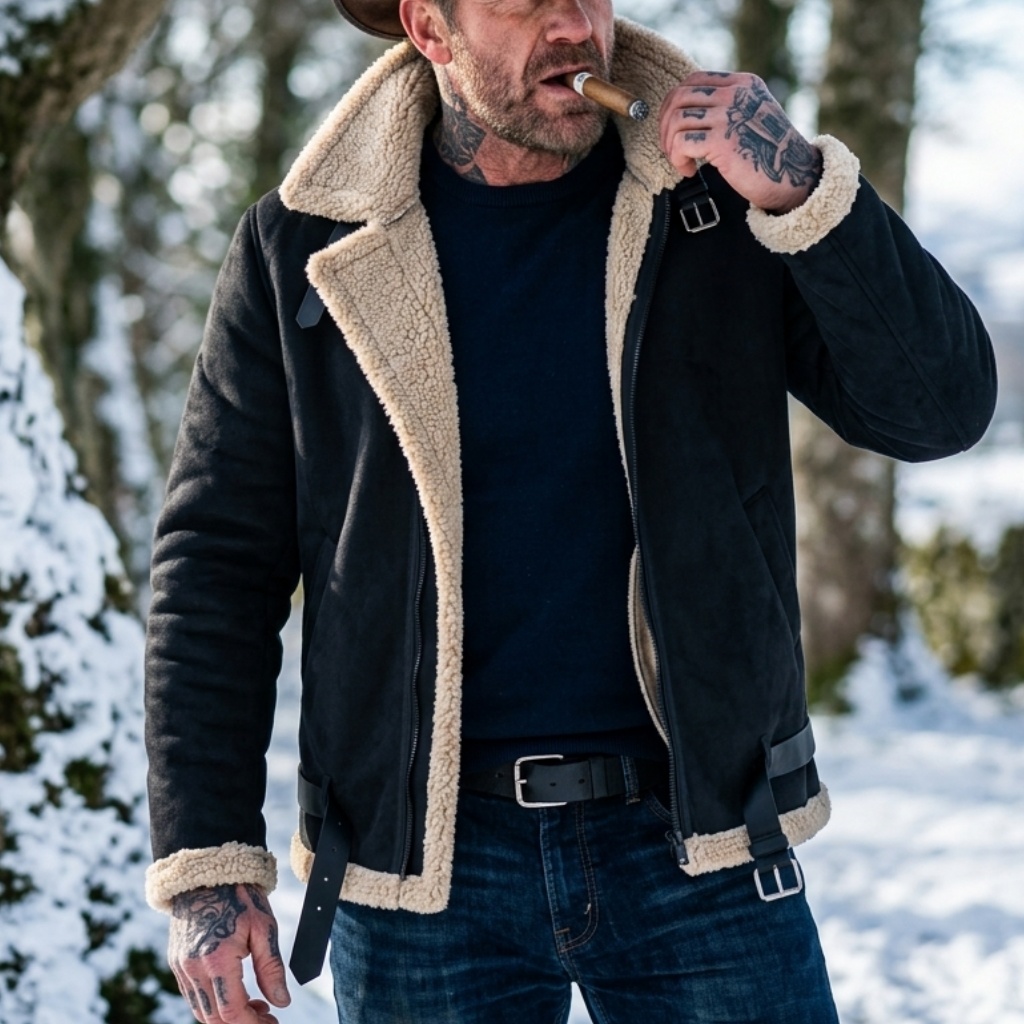 Men Winter Faux Suede Jacket F - огляд і ціна Outdoor Hunting Coat