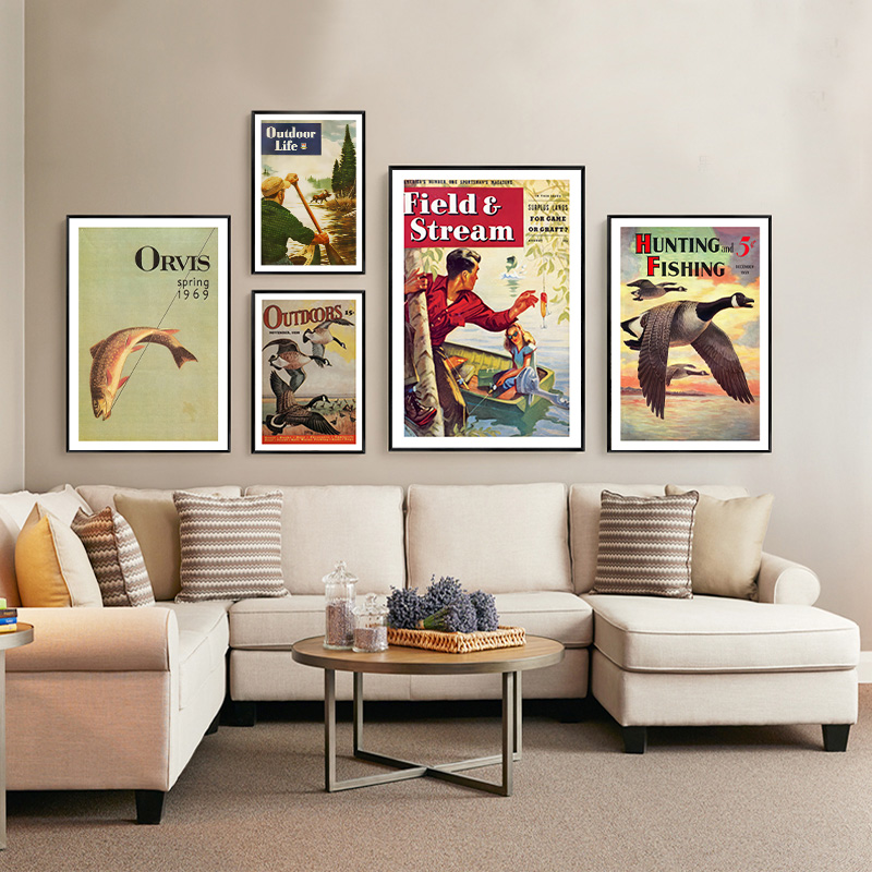 Vintage Colorful Fishing Poste - огляд і ціна Outdoor Hunting Paintings