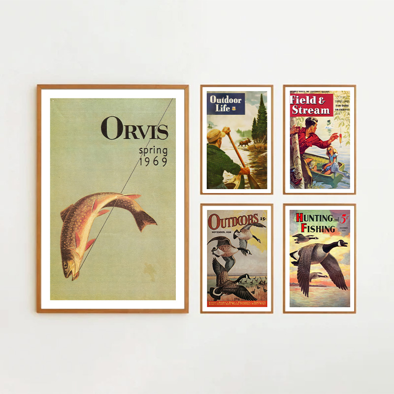 Vintage Colorful Fishing Poste - огляд і ціна Outdoor Hunting Paintings