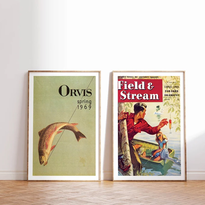 Vintage Colorful Fishing Poste - огляд і ціна Outdoor Hunting Paintings
