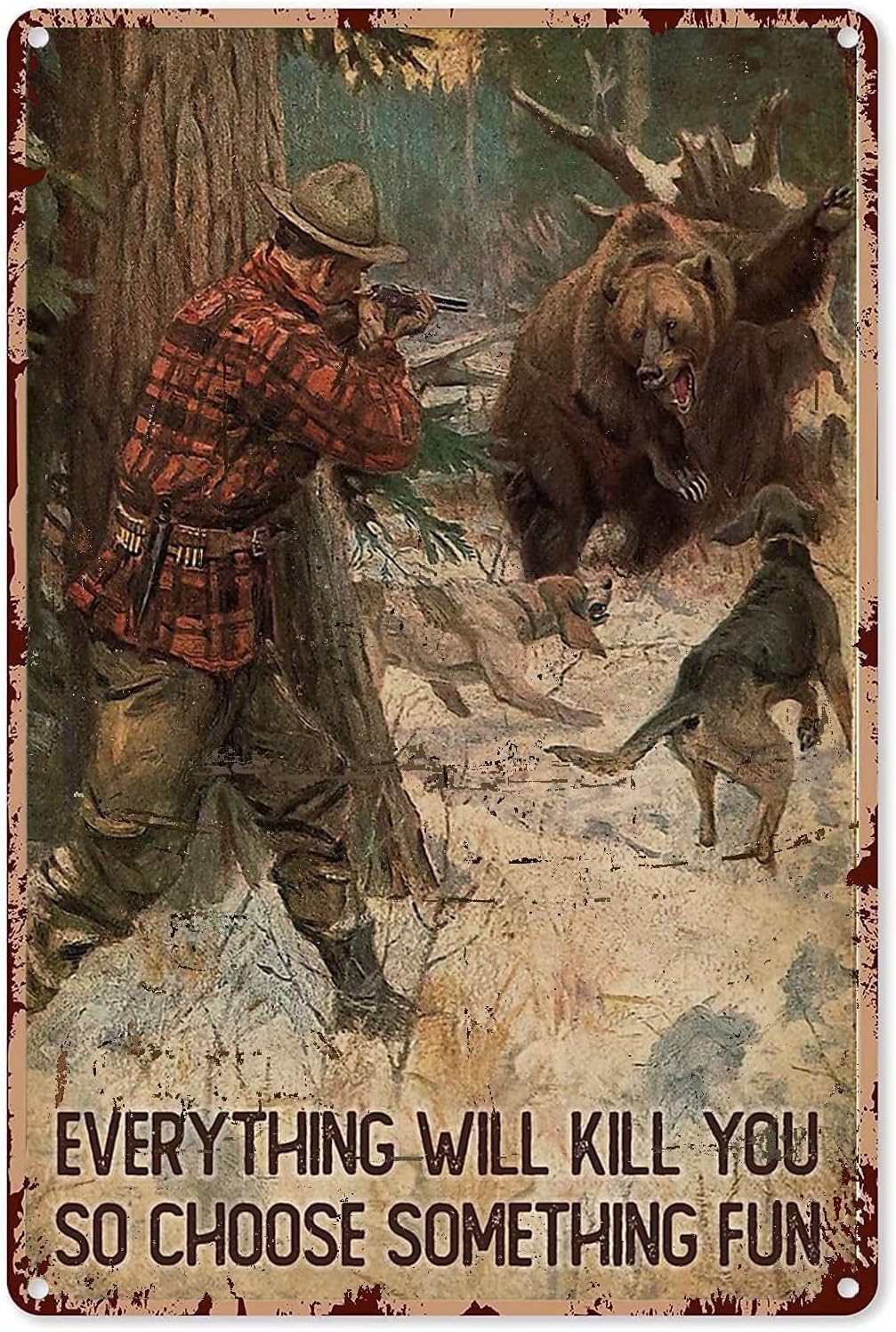 Hunting Bear Metal Tin Sign,Ev - огляд і ціна Outdoor Hunting Paintings